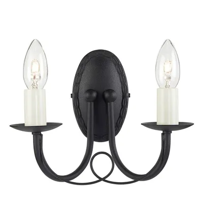 Zdjęcie produktu dla Kinkiet świecznikowy Minster czarny 2xE14x60W metal wym:19x26x14,5cm IP20 Elstead