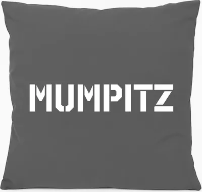Produktbild von Huuraa Kissen Mumpitz Schriftzug 40x40cm mit Füllung Steel Grey Baumwolle Dekokissen Geschenkidee
