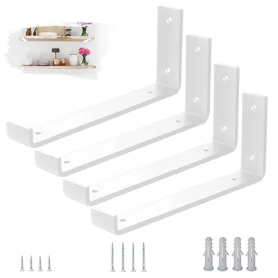 Image de Ensemble de 4 supports de fixation robustes - Supports en forme de L pour montage mural