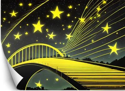 Produktbild von Vlies fototapete Sterne Brücke Abstrakt Neon 450x315 cm Feeby Gelb inkl. Kleber einfache Montage