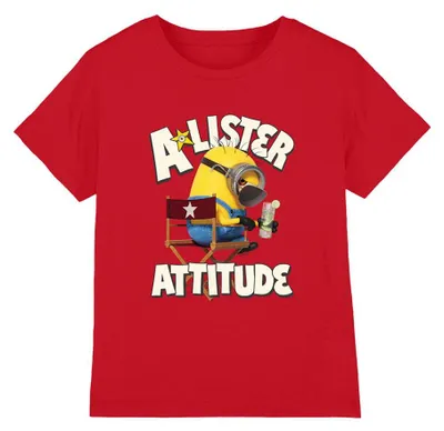 Image de T-shirt "A Lister Attitude" pour enfants, Minions, référence TV40672 (128), couleur rouge