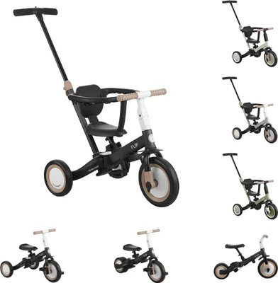 Produktbild von Kikkaboo Dreirad Flip 5 in 1 Stahlrahmen rutschfeste Griffe einstellbar umbaubar schwarz