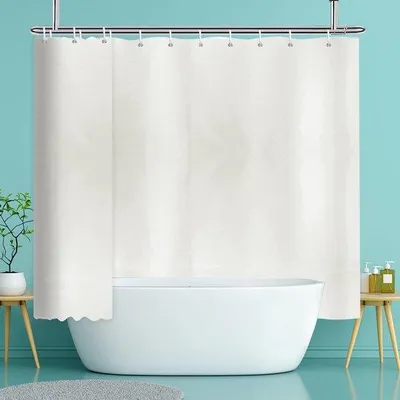 Obrázok produktu pre Unyqoos® Extra široká záclona do sprchy, 240 x 180 cm, krémová farba – vodeodolný polyester, rýchlo schnúci materiál, nerezové oká, spevnený spodný lem, vrátane háčikov, možné prať v práčke
