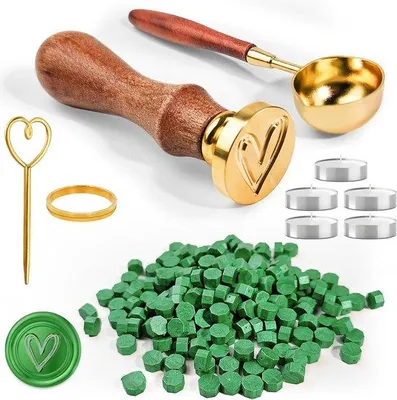 Image de Perles de cire à cacheter vertes, 200 pièces