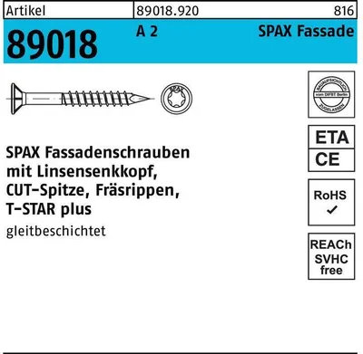 Produktbild von Spax ® Linsensenkkopf, T-STAR plus Teillgewinde A2, 5x100, 25170005010021