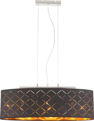 Produktbild von Hängeleuchte, Textil schwarz gold, H 140 cm