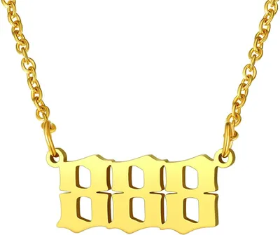 Imagen del producto de Collar de acero inoxidable con el número 888, símbolo de buena suerte, para mujer, ideal para el día a día