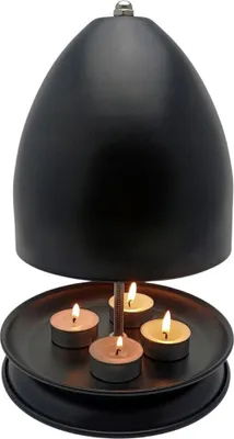Zdjęcie produktu dla Ogrzewacz na Świece Tea Light Kominek Grzejnik Podgrzewacz Metalowy Czarny
