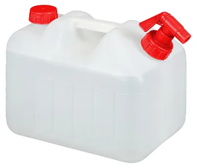 Produktbild von Kanister für Wasser – Wassertank aus Kunststoff – 10 Liter – Weiß und Rot – Mit Hahn