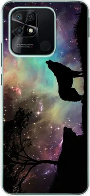 Produktbild von König Design Hülle kompatibel mit Xiaomi Redmi 10C Kunststoff Soft Handyhülle - Handy Case Wolf Abendhimmel