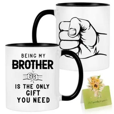 Image de Tasse à café avec inscription pour frère, 330 ml, en céramique. Idée cadeau