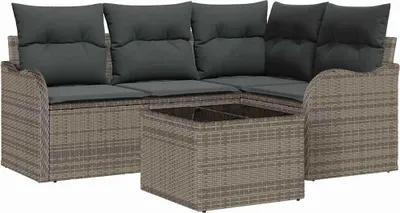 Productafbeelding van vidaXL Tuinset met 5 zitplaatsen, zwart, van polyrotan
