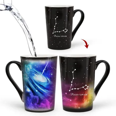 Produktbild von Farbwechsel Tasse Fische Horoskop Sternenhimmel Keramik 340 ml