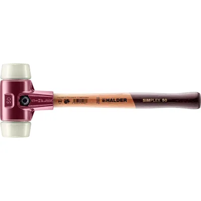 Produktbild von Halder Schonhammer Durchmesser 50mm 1145g Simplex Nylon weiß mit Holzstiel - 3008050