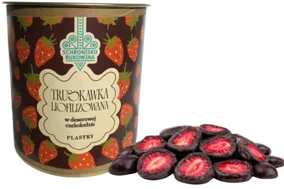 Zdjęcie produktu dla Liofilizowane truskawki w czekoladzie deserowej 100 g – Schronisko Bukowina