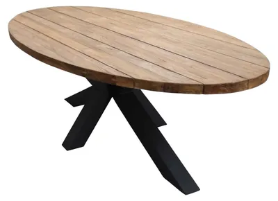 Produktbild von Ovaler Gartentisch Palu 300 x 130 cm | Aluminiumgestell | Teakholz