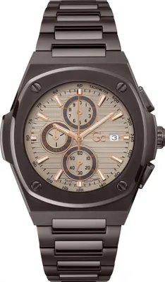 Image de GUESS Collection Y99013G1MF GC Coussin Shape Chrono Metal beige marron Montre homme