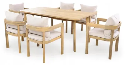Zdjęcie produktu dla Zestaw mebli ogrodowych 6 os balkon stół 6x krzesła Lovana akacja premium