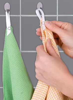 Produktbild von Wenko Handtuchaufhänger, Nähfrei, 10 Stück, 100% Polyester, Weiß, Waschbar 60°C, für Küchentücher, Handtücher & leichte Kleidung