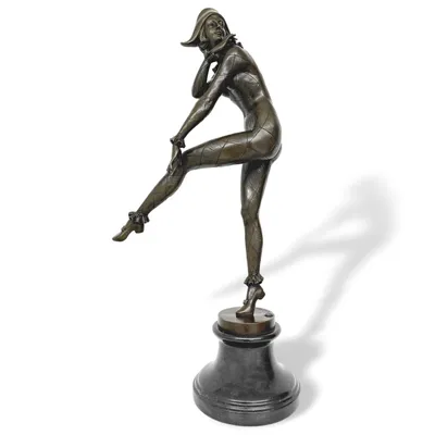 Produktbild von Bronzeskulptur Harlekin Frau nach Alfred Gilbert Bronze Figur 72cm Replik Kopie