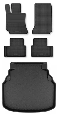 Produktbild von Gummimatten + Kofferraumwanne für Mercedes-Benz Klasa C W204 2007-2014 – Schwarz, Semi-Universal, angepasst – Wielganizator Semi-Universal