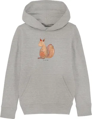 Produktbild von Mr. & Mrs. Panda Kinderpullover Einhorn Glauben 7-8 Jahre (122/128) - Heather Grey - Geschenk, Einhörner, Einhörnchen, Kapuzenpullover, Sweater, Sweatshirt, Kapuzenpulli