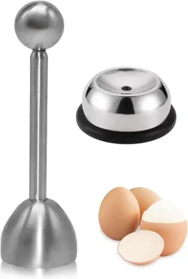Produktbild von Famanu Eieröffner Set aus 2 rostfreien Edelstahl-Ei-Toppers und Eierschalenöffner