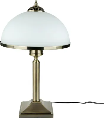 Produktbild von Tischlampe Glas Schirm 50 cm in Messing antik Weiß Jugendstil 2x E14 Tischleuchte
