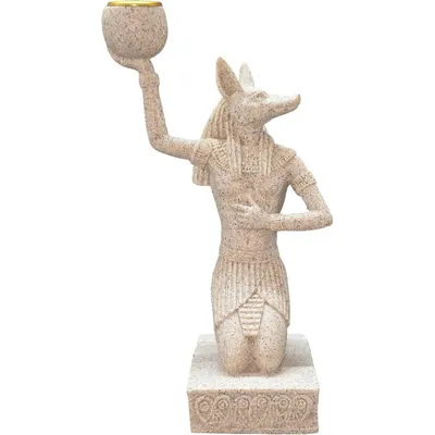 Produktbild von Veronese Ägyptischer Kerzenleuchter Anubis steinfarbend