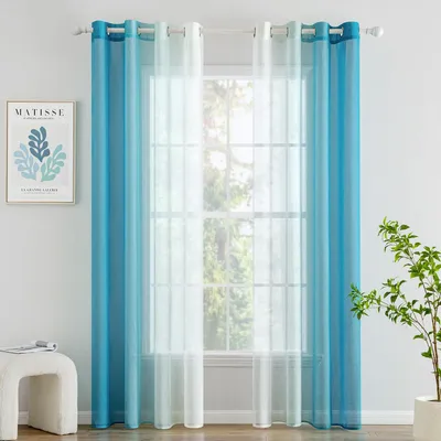 Vorhänge mit Farbverlauf, 2er Set, 140x260 cm, Blau, Polyester
