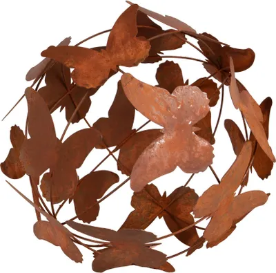Produktbild von UNUS® Gartenkugel Schmetterlinge 29 cm Rostoptik Kugel Metallkugel Gartendeko