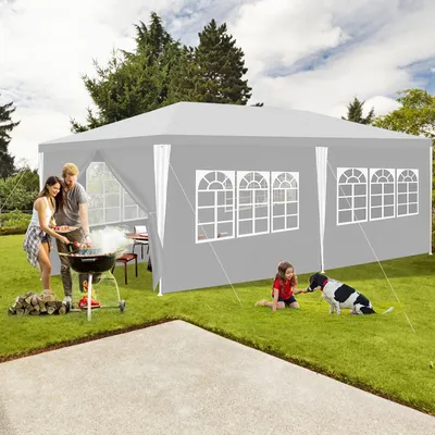 Immagine prodotto di Tenda da giardino a padiglione - Facile da pulire, resistente con pannelli laterali, perfetta tenda da festa bianca 3x6m