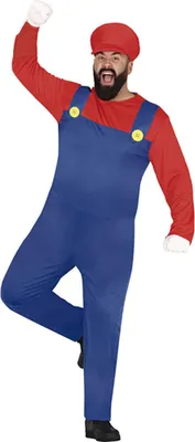 Productafbeelding van Klempner-avonturier, cosplay, carnaval outfit, videospel, carnaval kostuum, klassiek stripfiguur, blauw-rode stijl, geschikt voor beginners, origineel, creatief, maat: 48 - 50 (M), kleur: rood