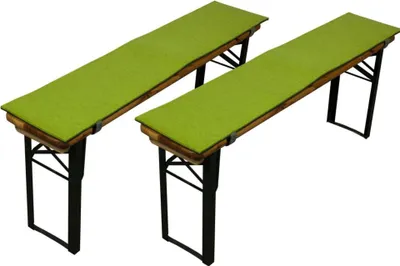Produktbild von Sensalux gepolsterte Bierbank-Auflagen, 2er Set, Klettverschluss, Filz, Grau - Apfelgrün, 120cm x 25cm