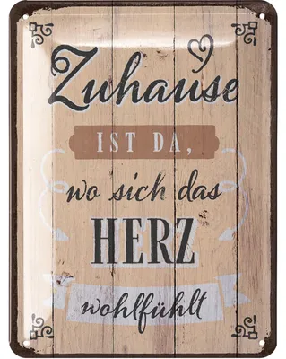 Produktbild von LANOLU Retro Blechschild ZUHAUSE, Geschenk zum Einzug, Richtfest Geschenk, Metallschilder Familienregeln, Schilder mit Sprüchen 15x20cm