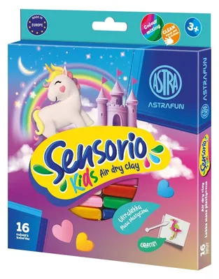 Obrázok produktu pre Masa plastyczna 16 kolorów Jednorożec Sensorio Kids Astrafun