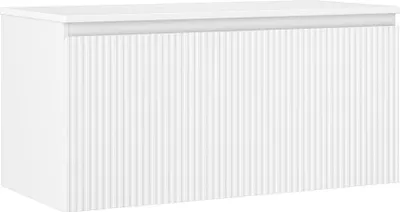 Produktbild von Mexen Rivel 100 cm Unterschrank für Waschtisch mit Platte, 1 Schublade, geriffelt, weiß matt - 91A20-10047-1-BFC01