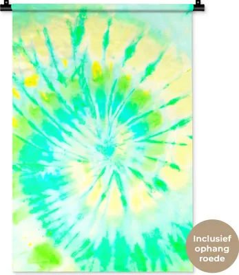 Produktbild von MuchoWow® Wandteppich Wandbehang Krawattenfärbung - Sommer - Grün - Gelb 60x90 cm Tapisserie Dekoration Wandtuch - Foto-Teppich - Abwaschbar