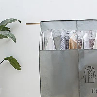 Obrázek produktu pro Oděvní prachový kryt Netkaná prevence prachu Vodotěsný průhledný okenní design Závěsné chrániče oděvů Grey