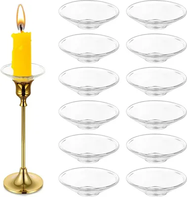 Productafbeelding van Druppelvangers voor Kaarsen - Kaars Druppelbescherming - Tafel Beschermen - Mondgeblazen Glas - 7 cm Diameter - Transparant