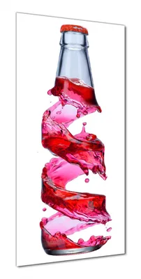Produktbild von Wallario selbstklebende Duschrückwand 80 x 180 cm mit Motiv Flasche mit roter Brause - Wirbelsturm - Wandverkleidung mit Hochglanzlaminat in Glasoptik