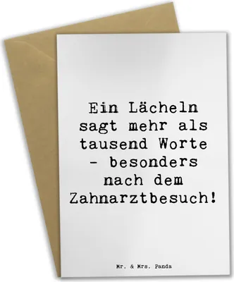 Produktbild von Mr. & Mrs. Panda Grußkarte Spruch Zahnärztin Lächeln - Weiß - Geschenk, kreative Geschenke, osterkarte, Berufspassion, handgefertigte, Zahnarztpraxis, babykarte, Beruf