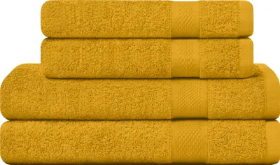 Produktbild von CAMRY Handtuch Set 6-teilig - 4 Handtücher 50x100 cm und 2 Badetücher 70x140 cm aus 100% Baumwolle 500 g/m² - weiche und saugstarke Tücher in Farbe Mustard