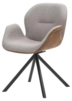 Produktbild von home24 Drehbarer Armlehnenstuhl - Taupe & Braun / Schwarz