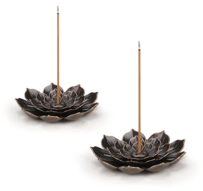 Productafbeelding van Set van 2 Lotus Rookstokhouders van Messing