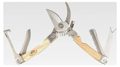 Produktbild von Garten-Multitool aus Edelstahl, Eschenholz und Leder, 7,4 x 2,3 x 14,9 cm