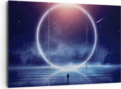 Produktbild von Bild auf Leinwand - Leinwandbild - 3 Teile - Fantasie Ring Kosmos - 165x110cm - Wand Bild - Wanddeko - Wandbilder - Leinwanddruck - Bilder - Wanddekoration - Leinwand bilder - CE165x110-4664