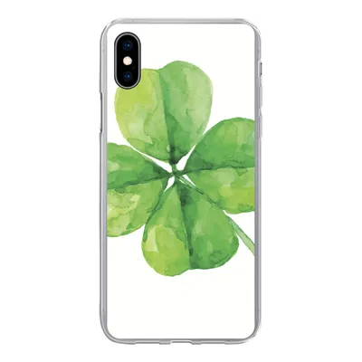 Produktbild von MuchoWow® Handyhülle Schutzhülle Hülle für iPhone Xs Vierblättriger Klee - Aquarell - Pflanze Silikon Softcase Handy Hülle - Handytasche