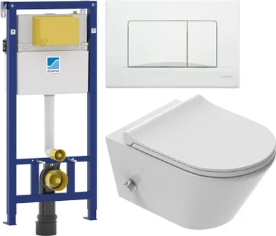 Produktbild von Domotechnika | Hänge Wc Set - Bidetfunktion - Weiß - Spülrandlos, Duroplast, Soft Close