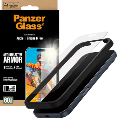 Productafbeelding van PanzerGlass - Beschermfolie voor mobiele telefoons - antireflecterend, met EasyAligner - glas - voor Apple iPhone 17 Pro